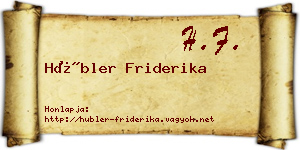 Hübler Friderika névjegykártya